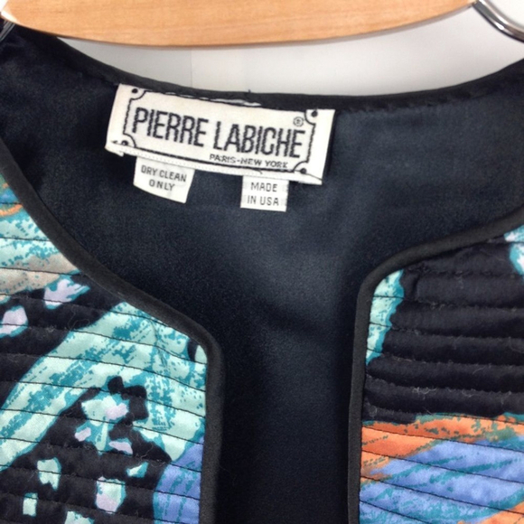 Vintage Pierre Labiche Silk Puff Sleeve Open Front Jacket S - Picture 11 of 13